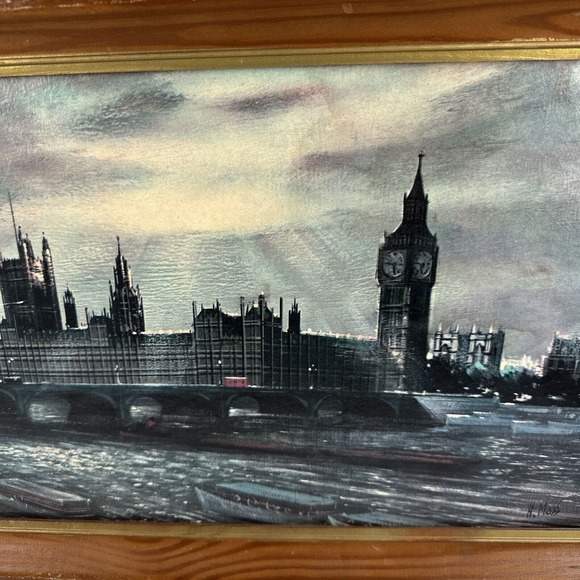 H.MOSS BIG BEN LONDON AT DAWN 12.5X26.5 COLOR LITHOGRAPH FRAMED - Picture 6 of 13